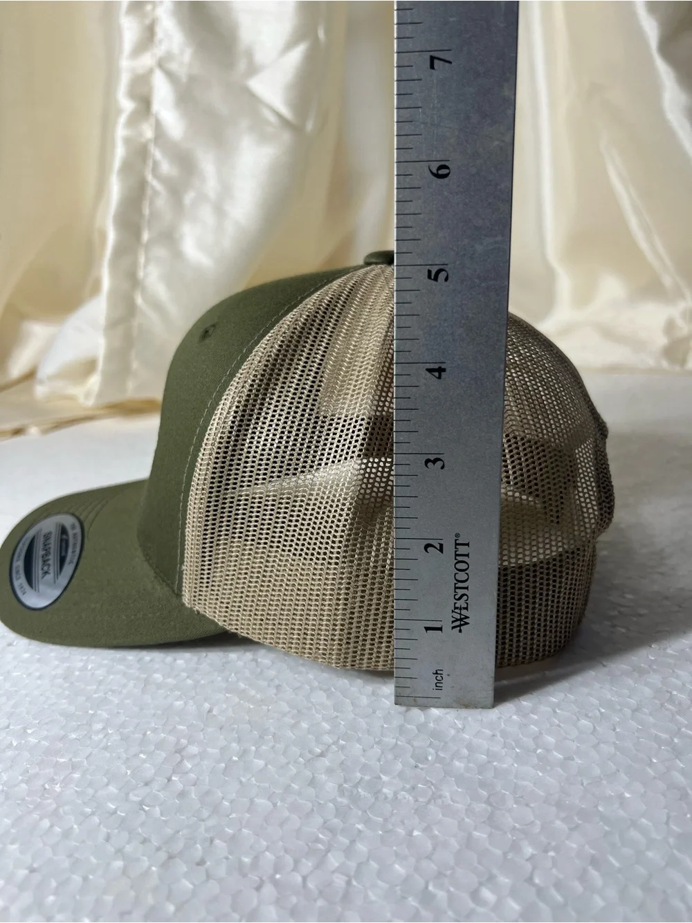 Team UMG Yupoong Snapback Trucker Hat Olive Green Tan Mesh Adjustable Cap